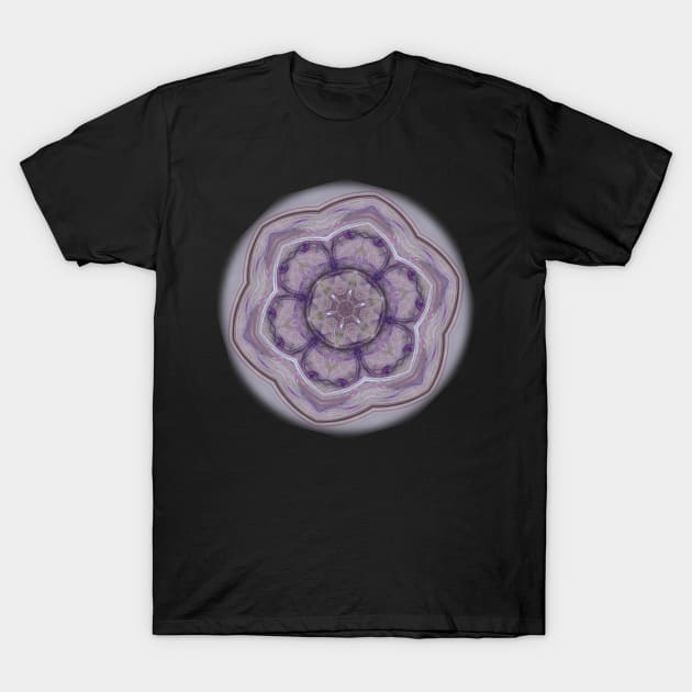 Fractal kaleidoscope flower in purple T-Shirt by hereswendy